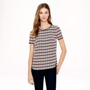J.Crew Tipped Silk Tee in Diamond Tile